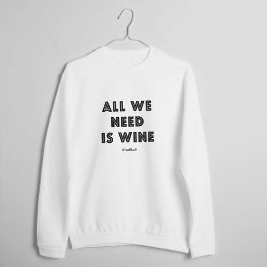 Свитшот женский "All we need is wine" белый, Білий, XS, White, англійська