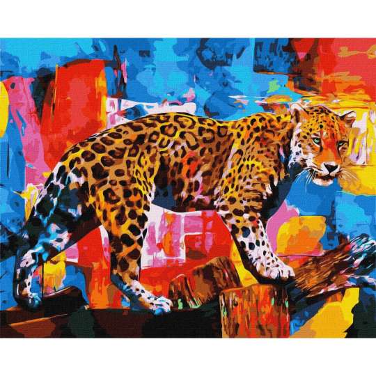 Картина за номерами "Яскравий леопард" Ідейка KHO4338 40х50 см