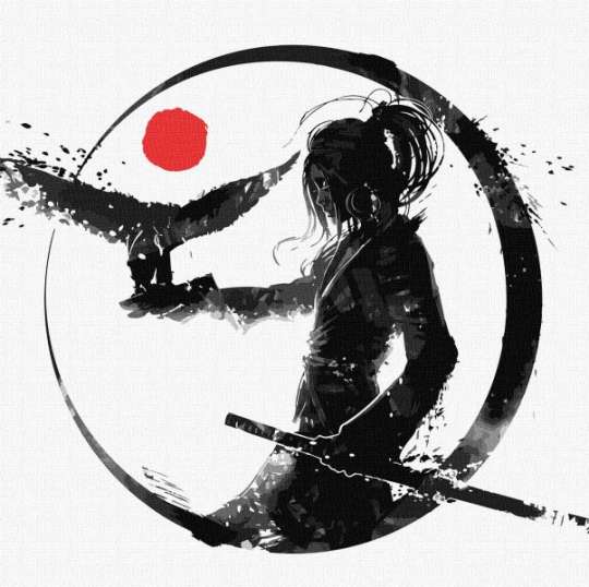 Картина по номерам - Дочь самурая Идейка 40х40 см (KHO5057)