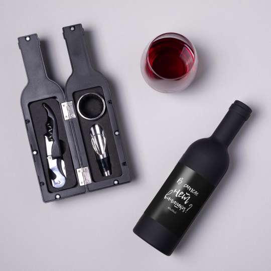 Набор для вина в бутылке "В смысле нет винишка", російська