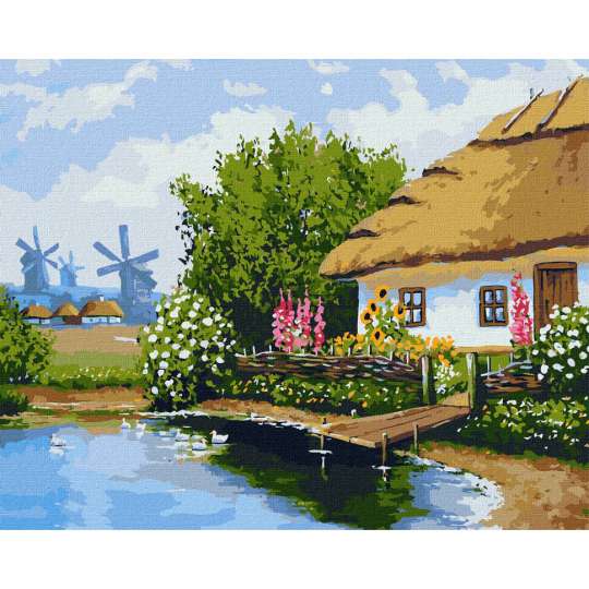 Картина за номерами "Українська садиба" Ідейка KHO2869 40х50 см