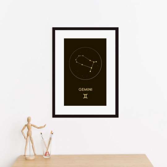 Постер "Зодиак: Близнецы" фольгированный А3, gold-black, gold-black, англійська