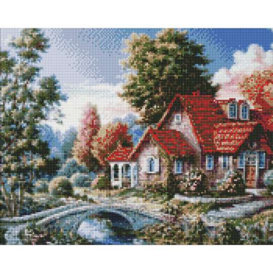 Алмазна мозаїка "Бабусин будинок" ©Сергій Лобач Ідейка AMO7340 40х50 см