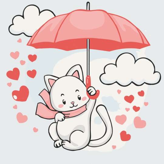 Розпис на полотні "Котик з парасолькою" Bambi 15568-AC 30х30 см