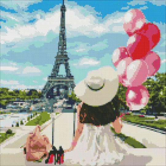 Алмазна мозаїка "Гуляючи вулицями Парижа" Ідейка AMO7074 40х40 см