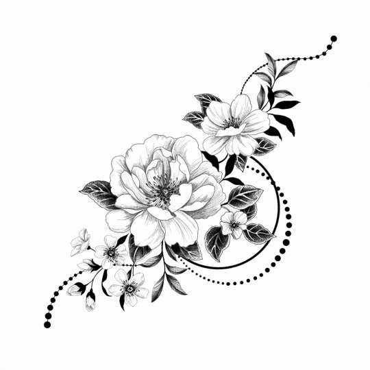 Временная татуировка "Графические цветы"