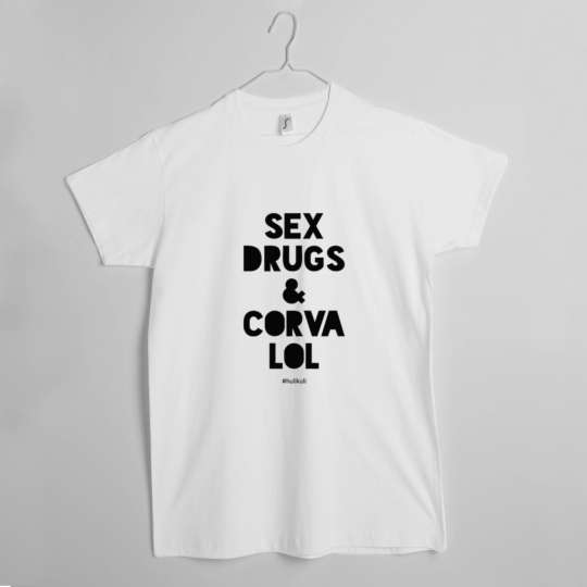 Футболка мужская "Sex, Drugs and Corvalol" белая, Білий, XL, White, англійська