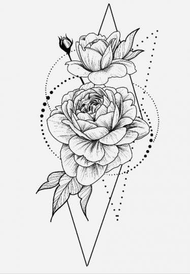 Временная татуировка "Розы в геометрии" А5