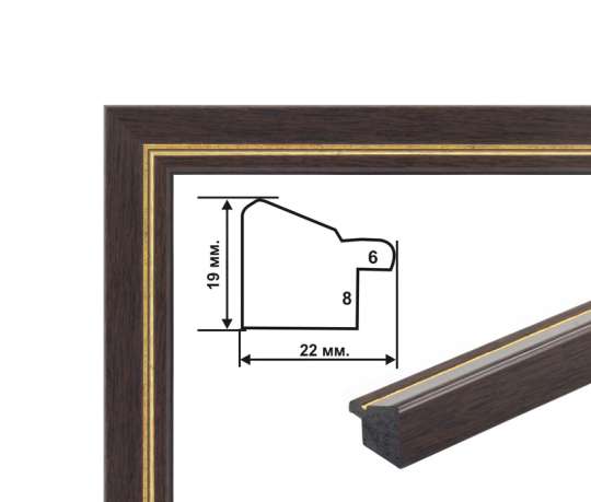 Багетна рамка (коричнево-золота 2 см) 40х50