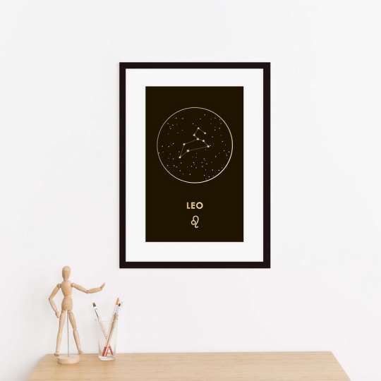 Постер "Зодиак: Лев" фольгированный А3, gold-black, gold-black, англійська