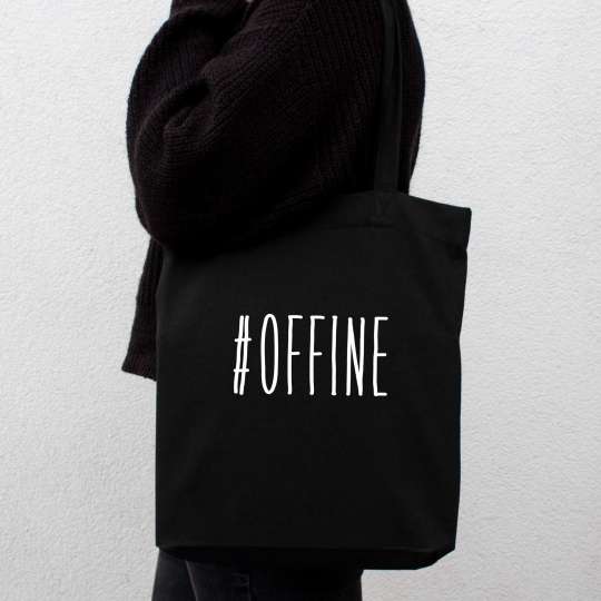 Экосумка "#offine", Чорний, Black, англійська