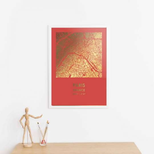 Постер "Париж / Paris" фольгированный А3, gold-red, gold-red, англійська