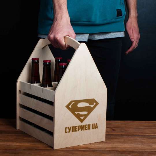 Ящик для пива "Супермен UA" для 6 бутылок, українська