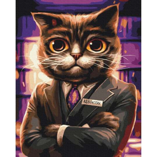 Картина по номерам "Котик Адвокат" © Марианна Пащук BS53665  Brushme 40х50 см