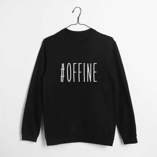 Свитшот "#offine" унисекс, Чорний, L, Black, англійська