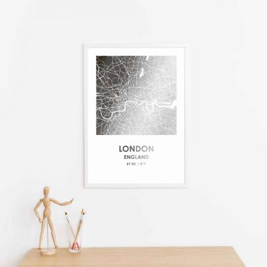 Постер "Лондон / London" фольгированный А3, silver-white, silver-white, англійська