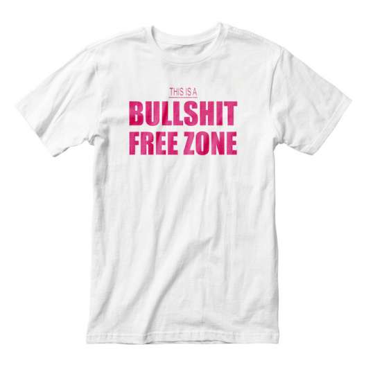 Футболка мужская "Bullshit Free Zone", Білий, S, White, англійська
