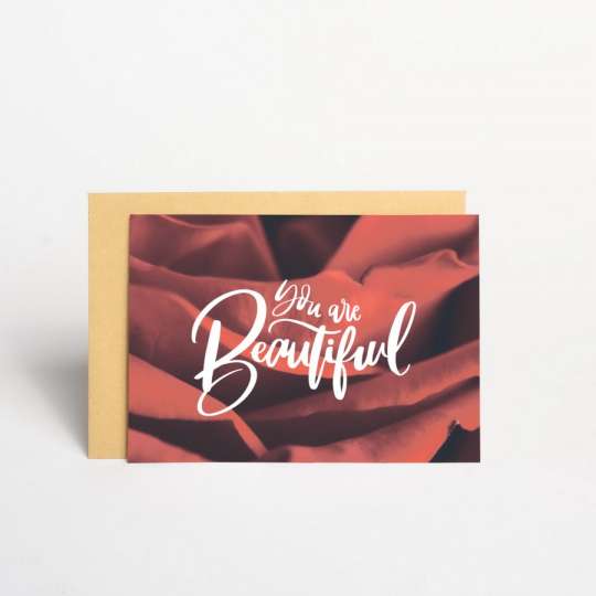 Открытка "You are beautiful" red, англійська