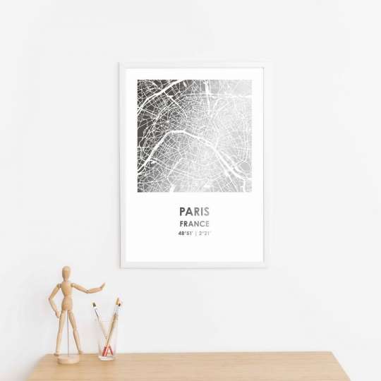 Постер "Париж / Paris" фольгированный А3, silver-white, silver-white, англійська