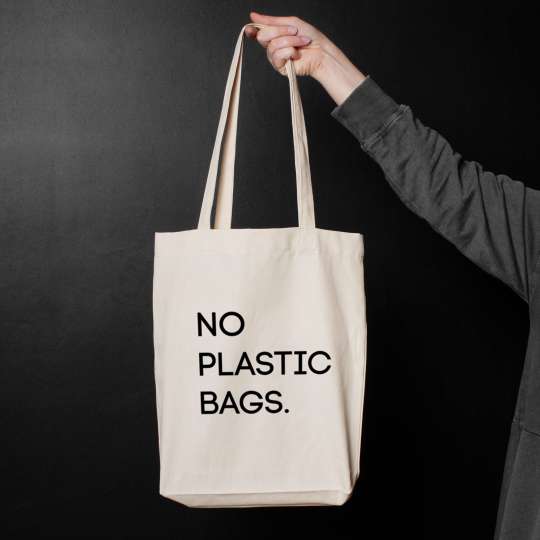 Экосумка "No plastic bags", Бежевий, Beige, англійська