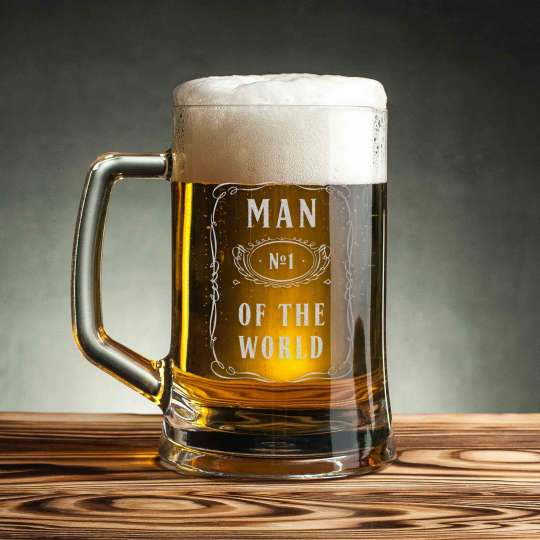 Кружка для пива "Man №1 of the world" с ручкой, англійська, Крафтова коробка