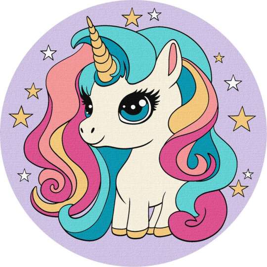 Картина по номерам "Непревзойденная единорожка" KHO-R1043 диаметр 19 см