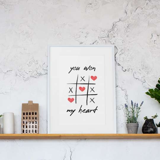 Постер "You won my heart", white-white, white-white, англійська