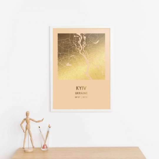 Постер "Киев / Kyiv" фольгированный А3, gold-nude, gold-nude, англійська