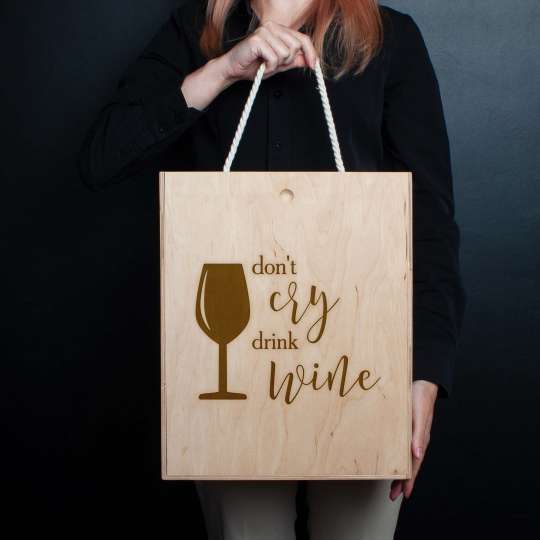 Коробка для 3 бутылок вина "Don`t cry drink wine" подарочная, англійська