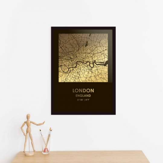 Постер "Лондон / London" фольгированный А3, gold-black, gold-black, англійська
