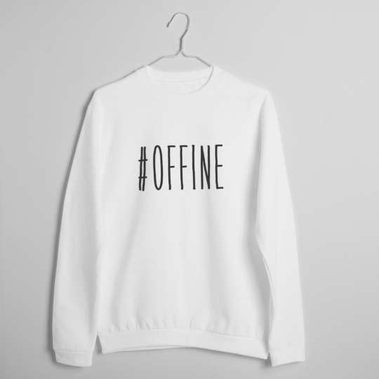 Свитшот "#offine" унисекс, Білий, XL, White, англійська