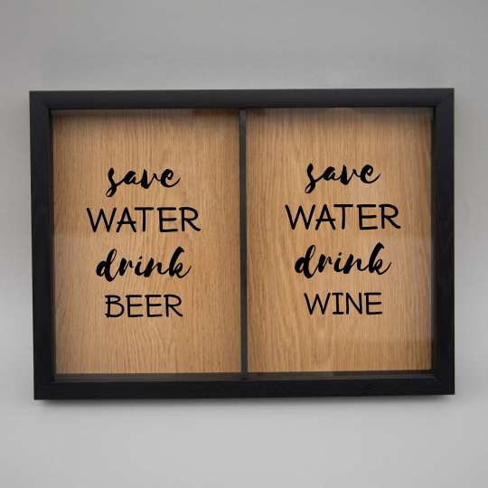 Двойная рамка копилка "Save water, drink beer and wine" для пробок, black-brown, black-brown, англійська