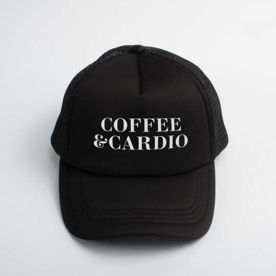 Кепка "Coffee and cardio", Чорний, Black, англійська