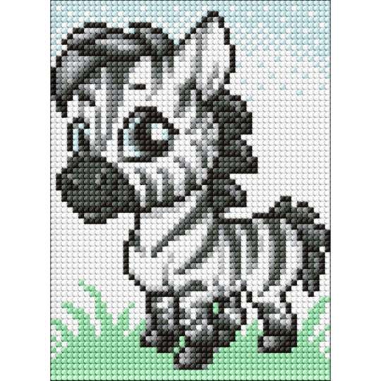 Алмазная мозаика без подрамника для детей "Маленькая зебра" AMM1021 15х20 см