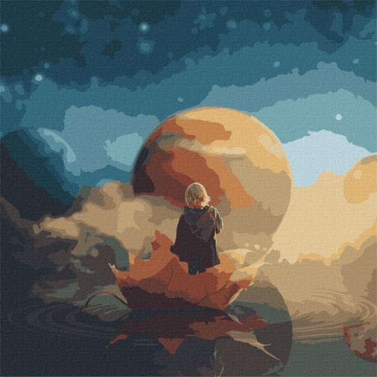 Картина по номерам "Космическая прогулка" KHO9547 с красками металлик 50х50 см