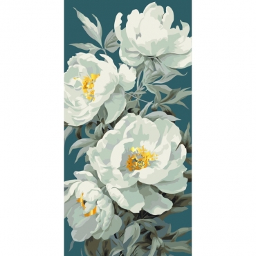 Картина по номерам "Белые пионы" 13093-AC 40х80 см, с металлизированными красками