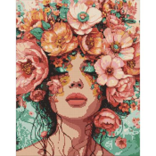 Алмазная мозаика "Девушка в цветах" AMO8029, 40х50 см
