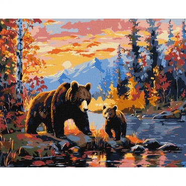 Картина по номерам "Медвежья семья" KHO6650, 40х50 см