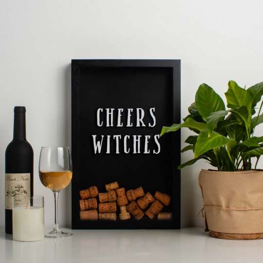 Копилка для винных пробок "Cheers witches", Чорний, Black, англійська
