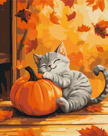 Котик з гарбузом