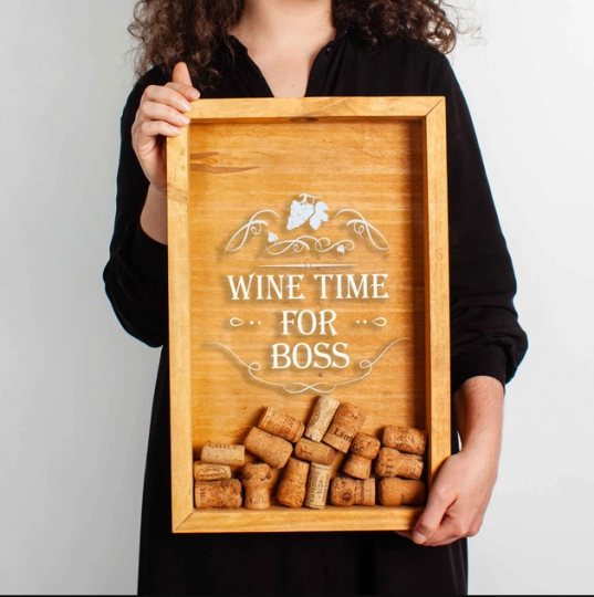 Копилка для винных пробок "Wine time for boss", brown-brown, brown-brown, англійська