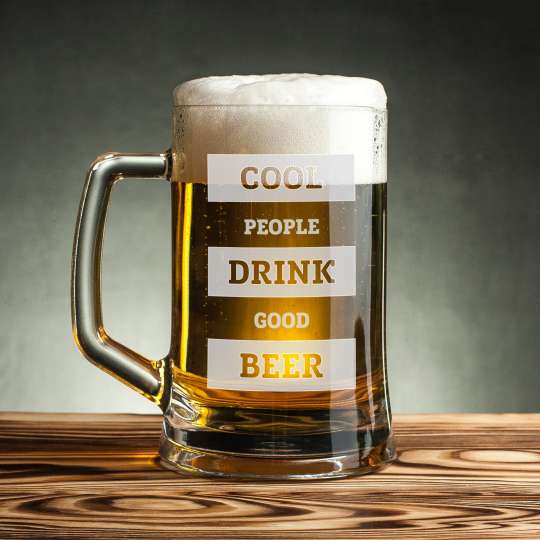 Кружка для пива "Cool people drink good beer", англійська, Дерев'яна подарункова коробка