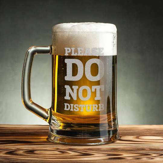 Кружка для пива "Please do not disturb" с ручкой, англійська, Дерев'яна подарункова коробка